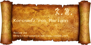 Korcsmáros Mariann névjegykártya