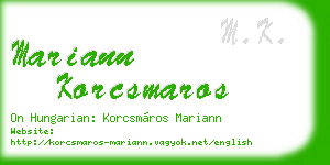 mariann korcsmaros business card